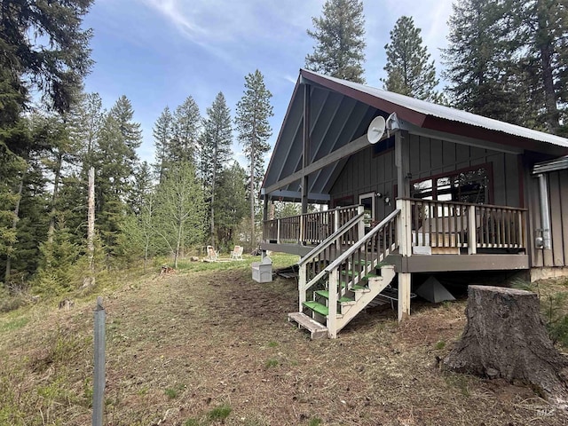 26 Doaka Ct, Idaho City, ID 83631 - view of property exterior featuring board and batten siding and a wooden deck