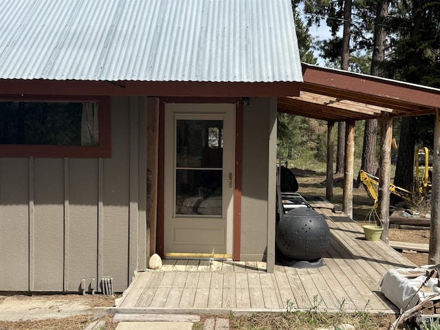 26 Doaka Ct, Idaho City, ID 83631 - entrance to property with metal roof and board and batten siding