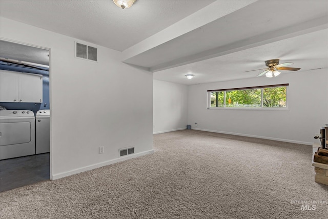 7313 W Court Ave, Boise, ID 83704 - carpeted spare room with separate washer and dryer, baseboards, and ceiling fan