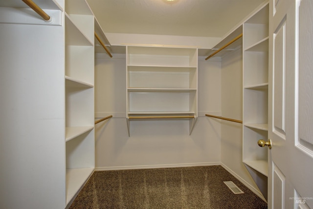 spacious closet with visible vents and carpet flooring