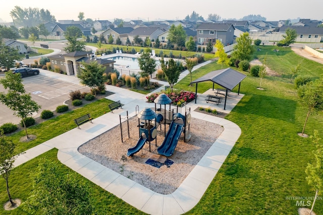 3819 W Tribute St, Meridian, ID 83642 - view of community with a residential view, a lawn, and a gazebo