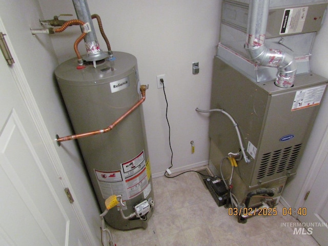 utilities featuring gas water heater and heating unit