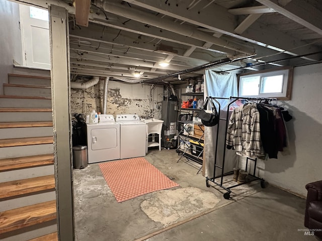 821 3rd St, Lewiston, ID 83501 - basement with separate washer and dryer, gas water heater, and stairs