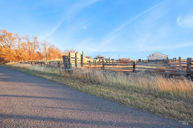 view of street with a rural view
