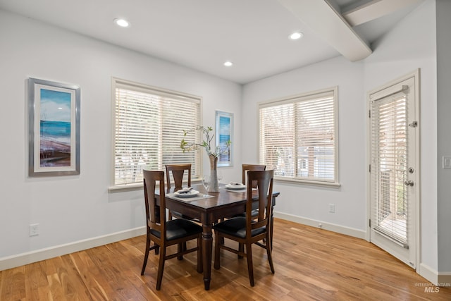 dining room with light hardwood / wood-style floors