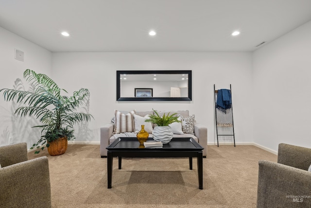 living room featuring carpet