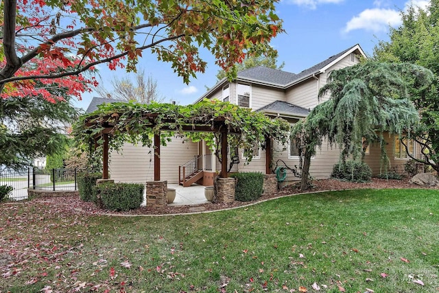 view of home's exterior with a lawn