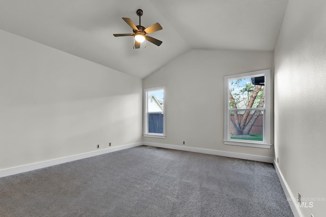 3742 N Heritage View Ave, Meridian, ID 83646 - additional living space featuring healthy amount of natural light, carpet floors, ceiling fan, vaulted ceiling, and baseboards