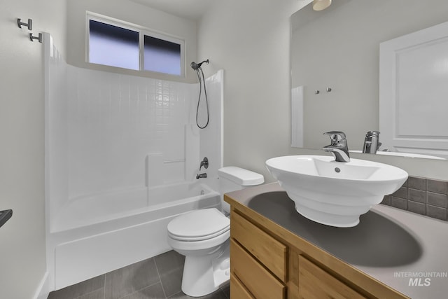 3742 N Heritage View Ave, Meridian, ID 83646 - full bathroom featuring toilet, tile patterned floors, shower / bath combination, and vanity