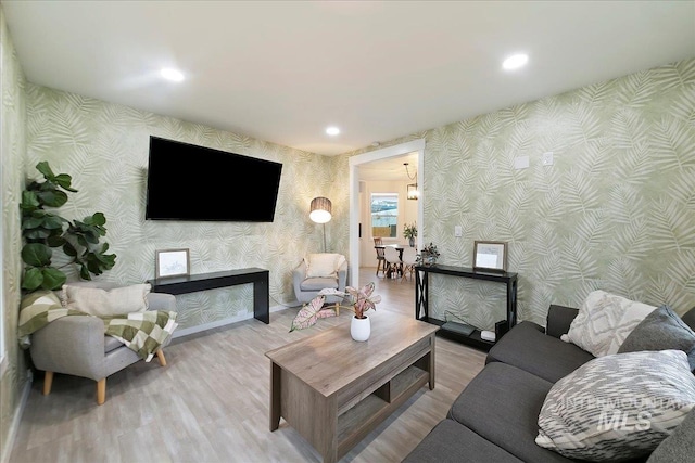 living room featuring light hardwood / wood-style floors