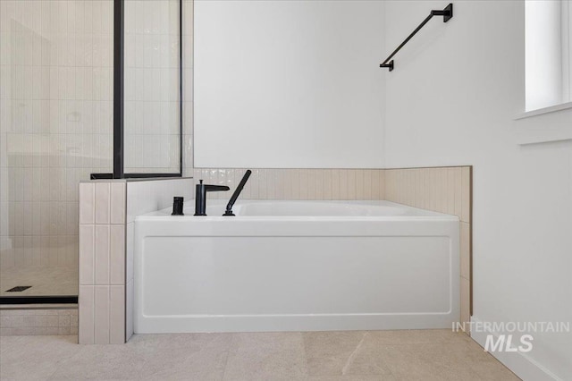 5278 W Mcnair St, Meridian, ID 83646 - full bathroom featuring a garden tub and a tile shower
