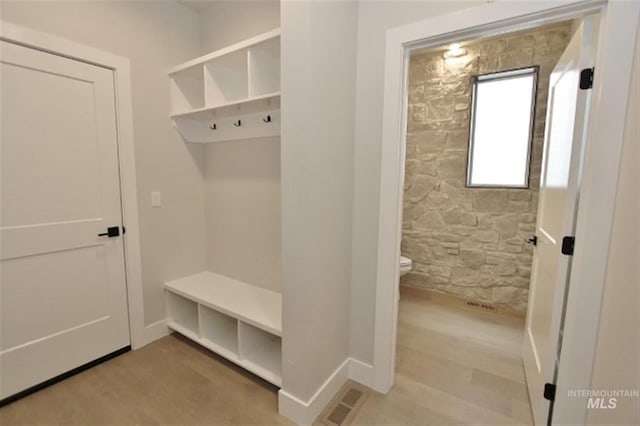 mudroom with light wood-type flooring