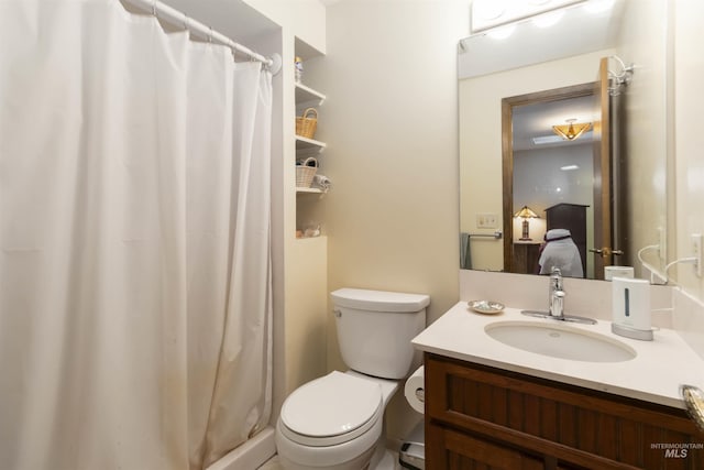1719 S Gekeler Ln, Boise, ID 83706 - bathroom with vanity, toilet, and a shower with curtain
