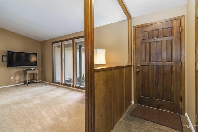 1719 S Gekeler Ln, Boise, ID 83706 - entryway featuring lofted ceiling, light carpet, and baseboards