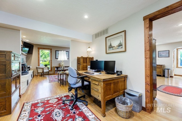 10838 W Southerland St, Boise, ID 83709 - home office featuring recessed lighting, baseboards, visible vents, and light wood-style floors