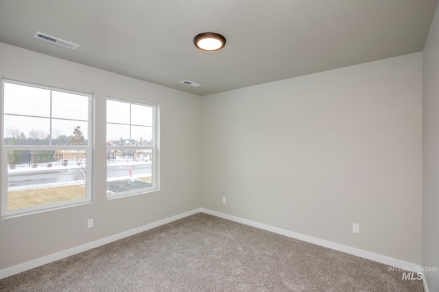 unfurnished room with a healthy amount of sunlight and carpet floors