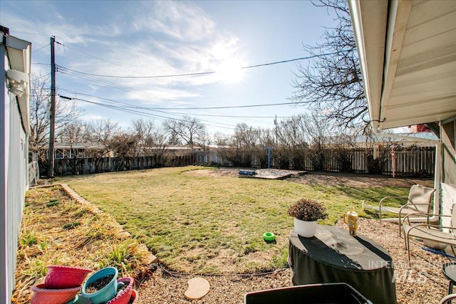 view of yard featuring a fenced backyard