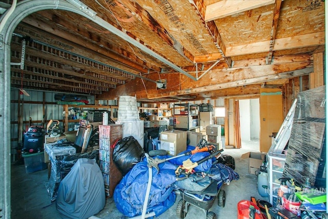 garage with a garage door opener