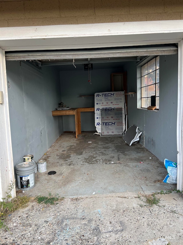 garage with a garage door opener