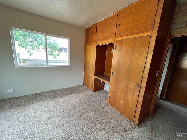 unfurnished bedroom featuring light colored carpet and a textured ceiling