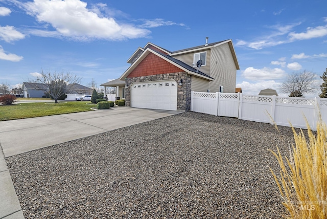 view of side of property featuring a garage