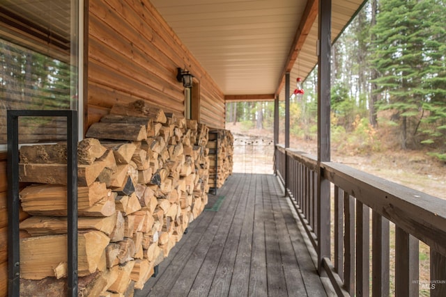 wooden deck featuring a porch