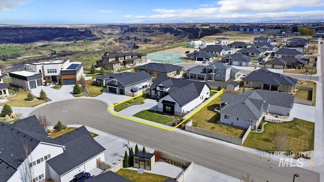 bird's eye view featuring a residential view