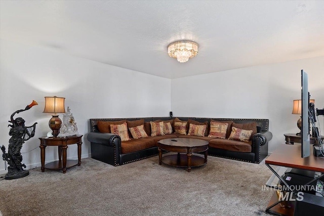 living room with carpet floors