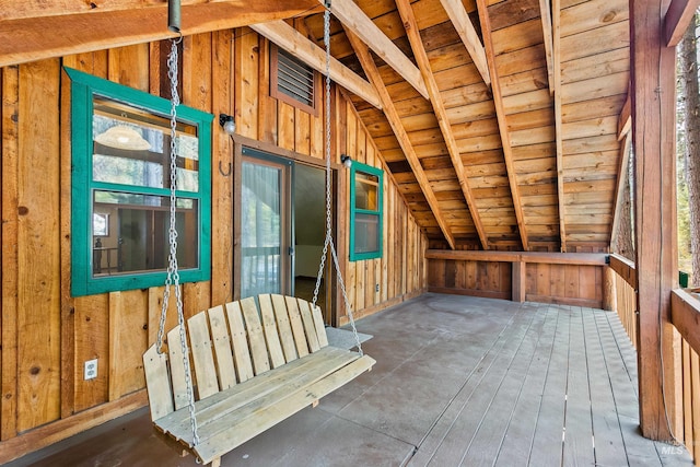 view of unfinished attic