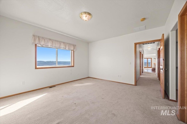 spare room with light carpet, healthy amount of natural light, and baseboards