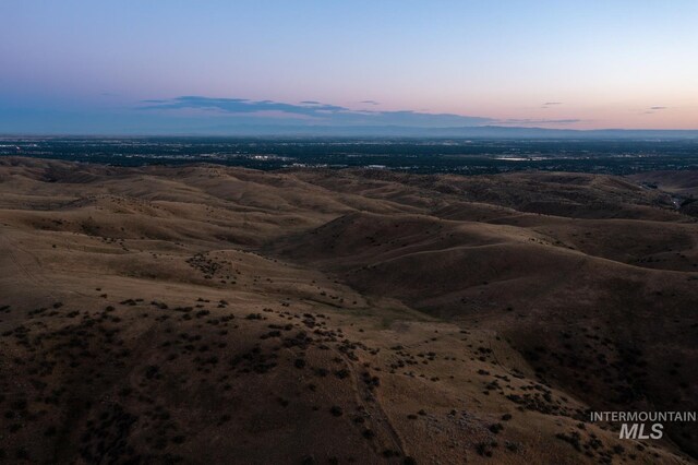 view of aerial view at dusk