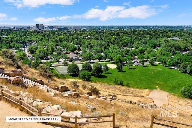 bird's eye view featuring a city view