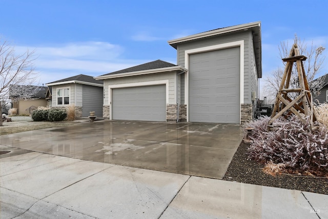 exterior space with a garage