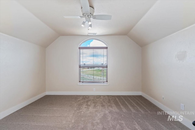 25374 W Deep Canyon Dr, Star, ID 83644 - bonus room featuring carpet floors, lofted ceiling, a ceiling fan, and baseboards