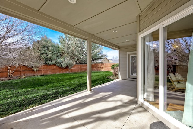 view of patio with a fenced backyard