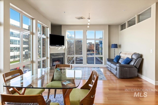 dining area featuring light hardwood / wood-style floors