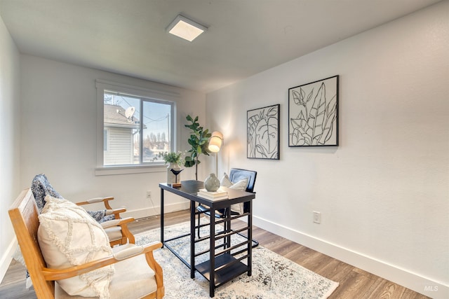 office space featuring hardwood / wood-style floors