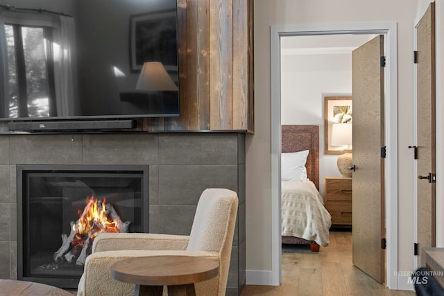 living area featuring light hardwood / wood-style flooring