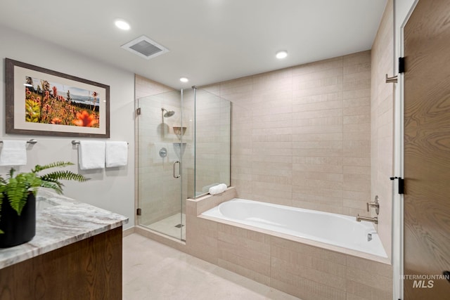 bathroom with plus walk in shower