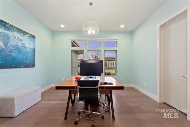 1891 E Golden Oak Ct, Meridian, ID 83646 - office space featuring wood finished floors, recessed lighting, and baseboards