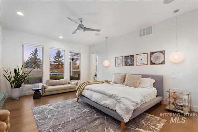 1891 E Golden Oak Ct, Meridian, ID 83646 - bedroom featuring wood finished floors, recessed lighting, and a ceiling fan