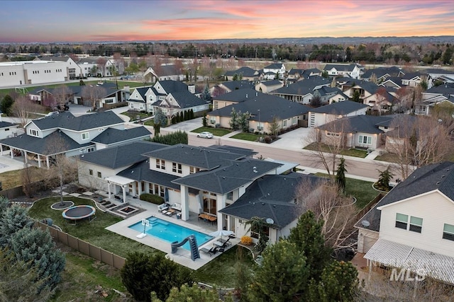 1891 E Golden Oak Ct, Meridian, ID 83646 - aerial view of residential area with a pool