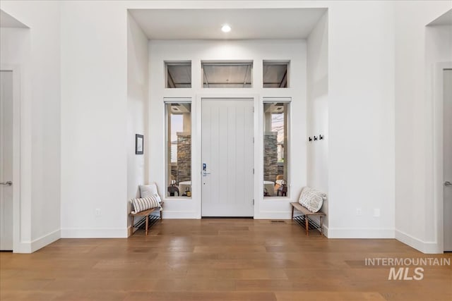 1891 E Golden Oak Ct, Meridian, ID 83646 - foyer entrance with wood finished floors, baseboards, and recessed lighting