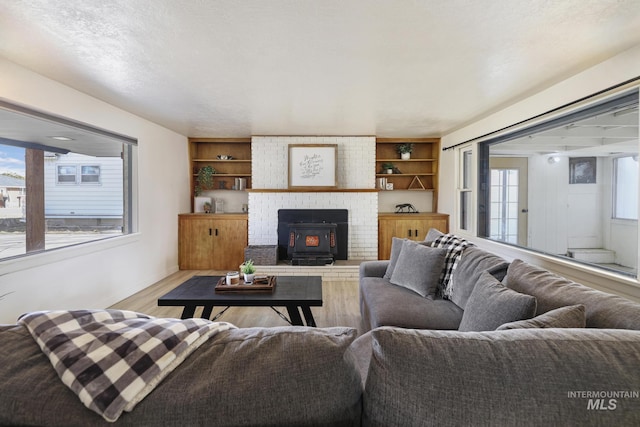 living area with light wood-style floors