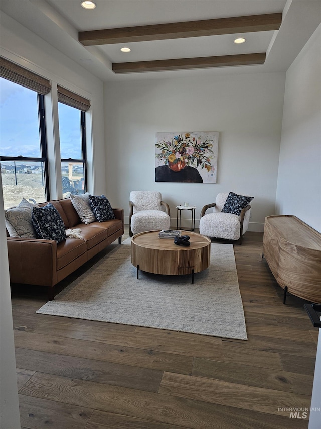 11444 N 17th Way, Boise, ID 83714 - living room featuring recessed lighting, wood finished floors, and beam ceiling