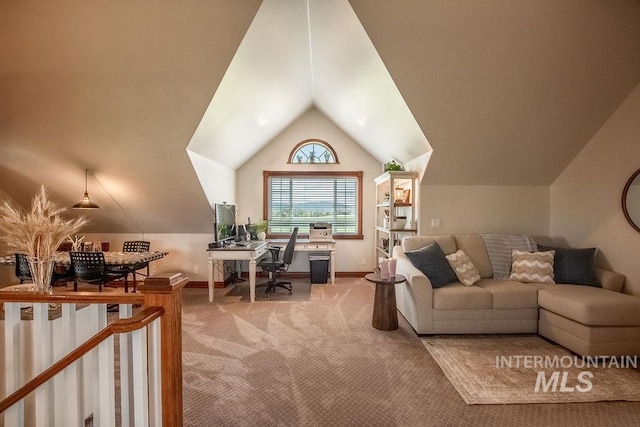 2350 Trail Rd, Moscow, ID 83843 - carpeted office space featuring lofted ceiling and baseboards