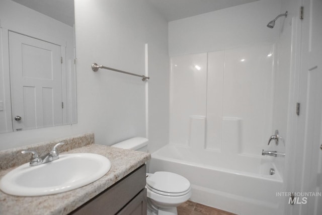 4044 W Ski Jump Ln, Meridian, ID 83642 - full bathroom with toilet, vanity, bathing tub / shower combination, and wood finished floors