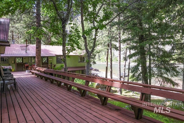 deck with a water view