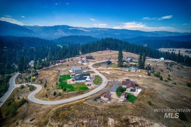 aerial view with a mountain view