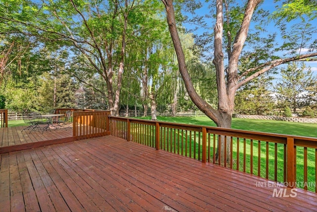3283 Willow Cir, Twin Falls, ID 83301 - wooden terrace featuring a yard and view of scattered trees